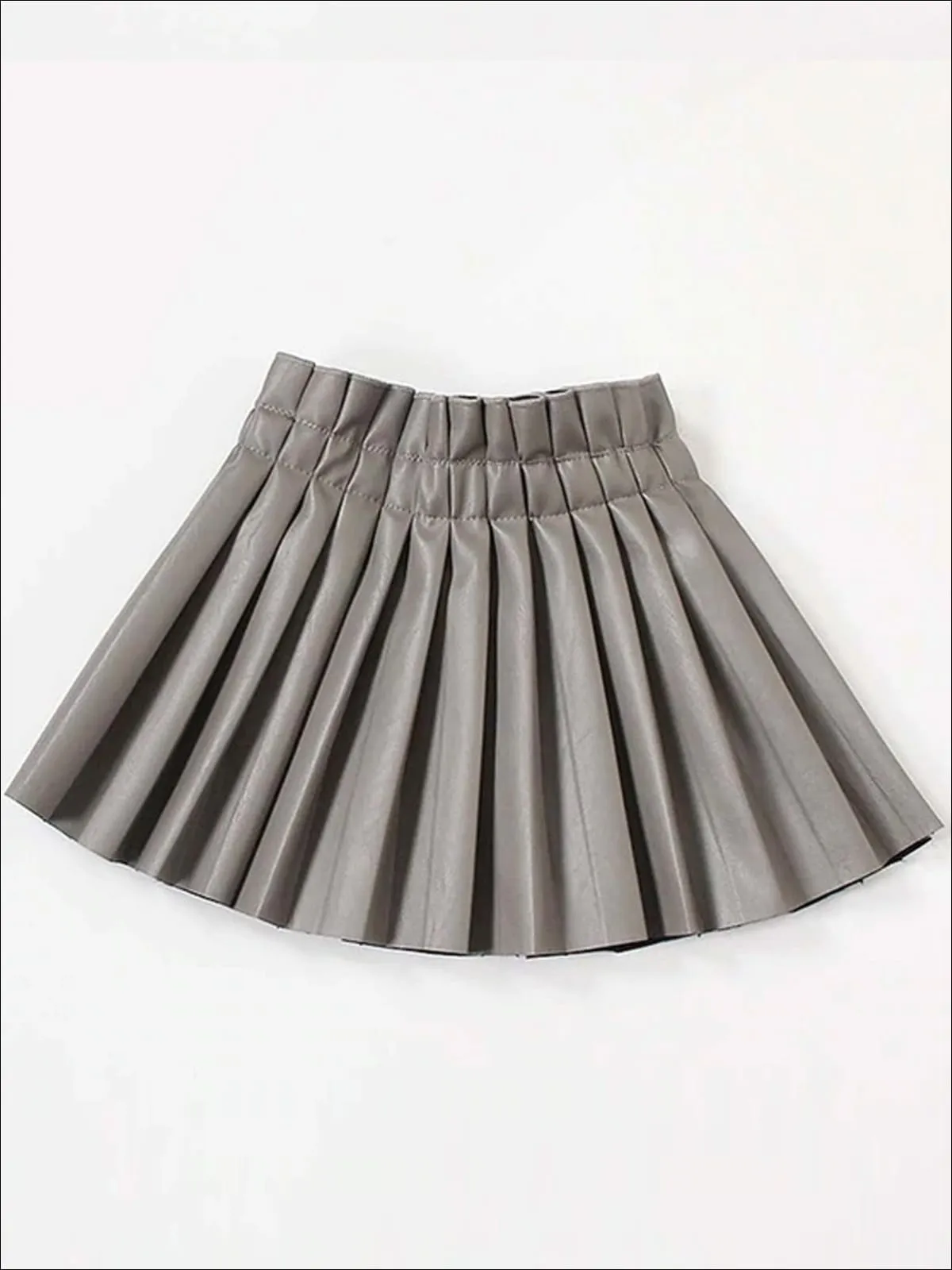 Preppy Vegan Leather Pleated Skirt