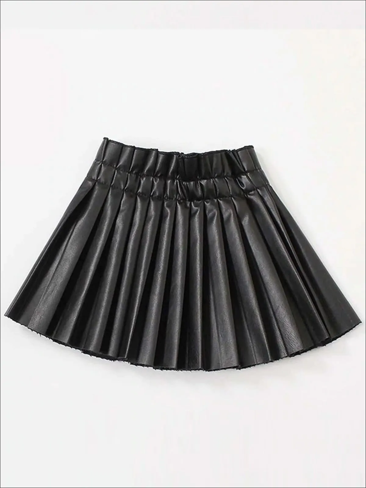 Preppy Vegan Leather Pleated Skirt