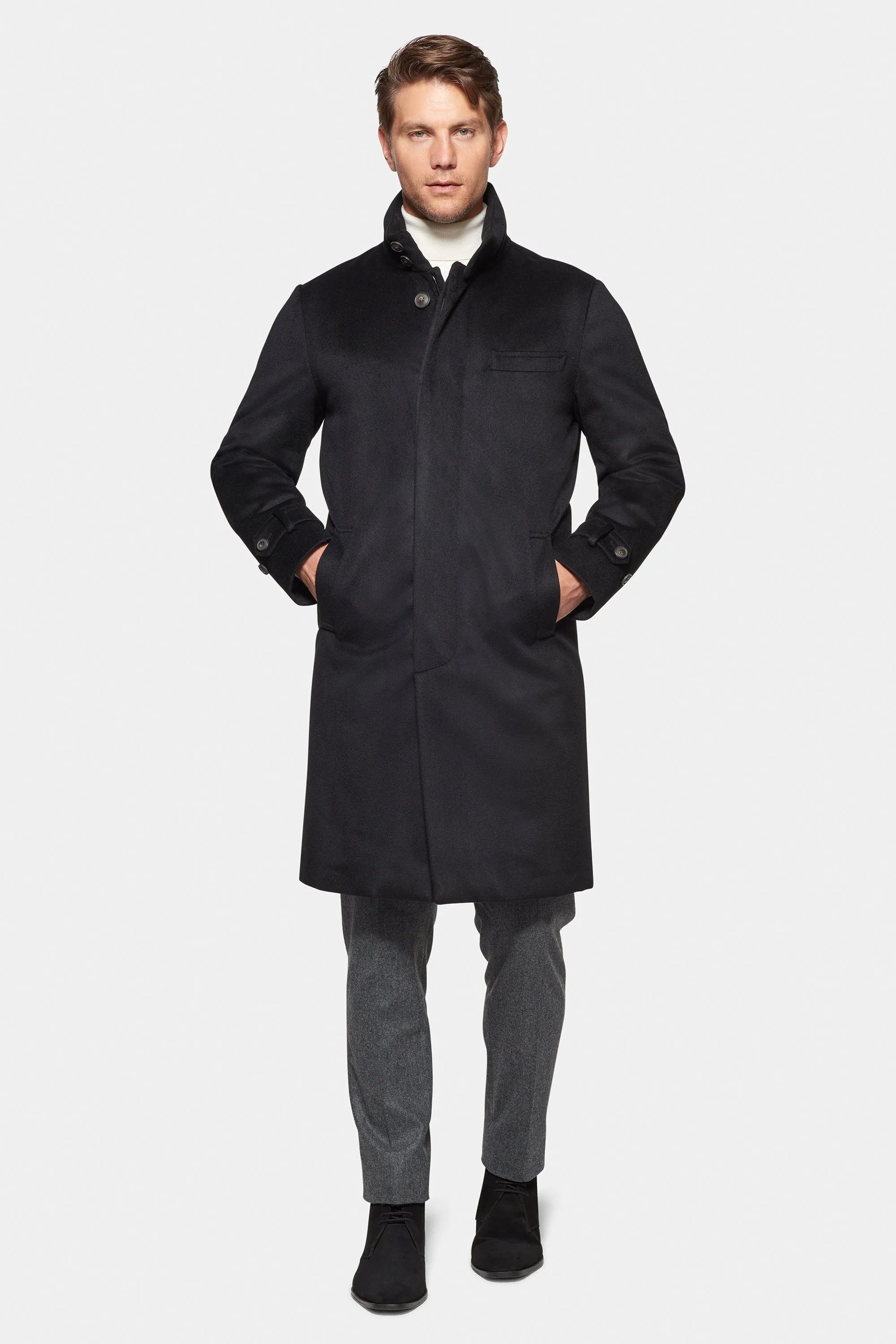 Pure Cashmere Topcoat, Black