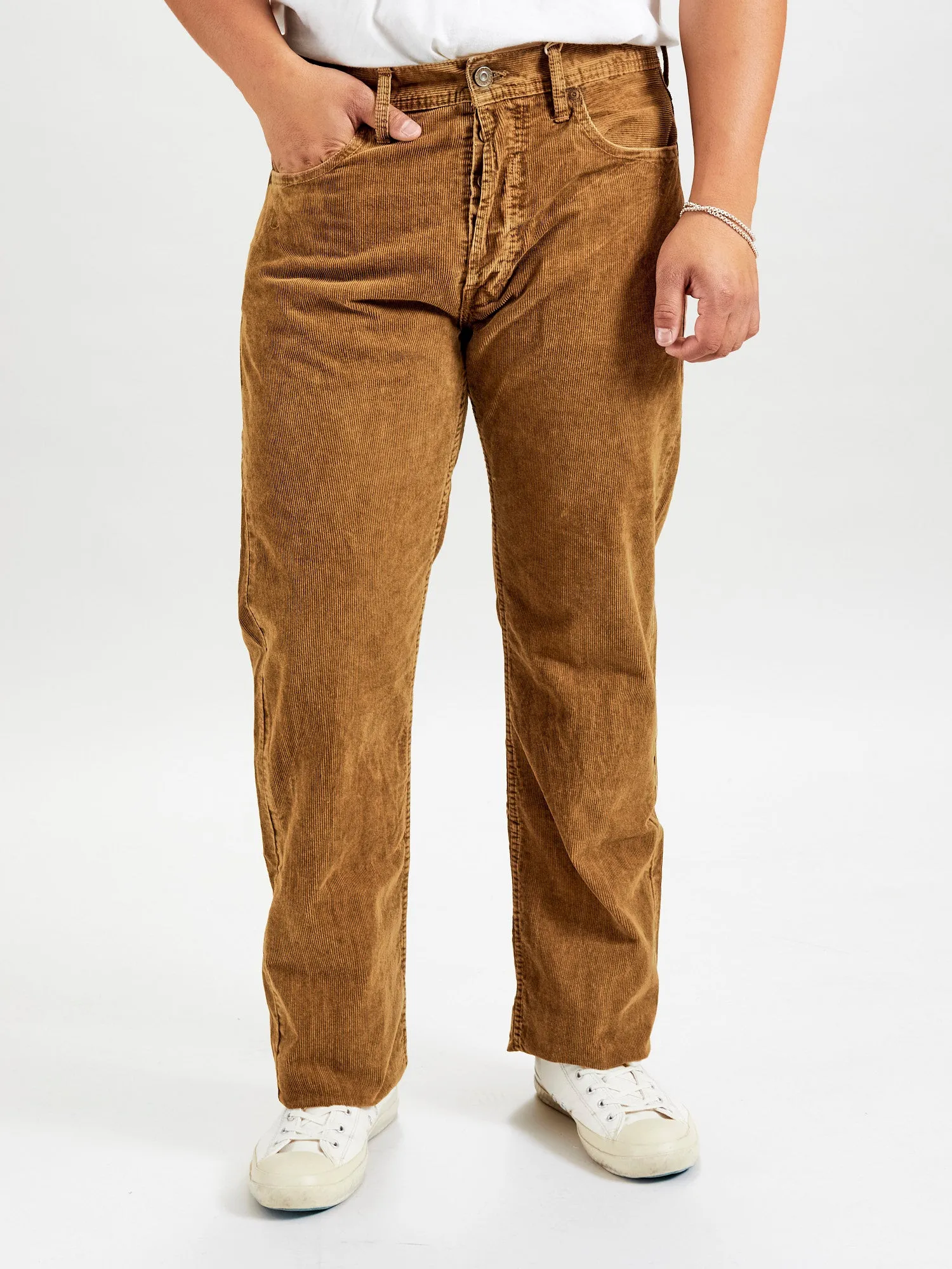 "Ro-Buck" Straight Fit Corduroy Pants in Tan