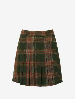 Rara Women's Organic Cotton Checked Flannel Skirt | Green