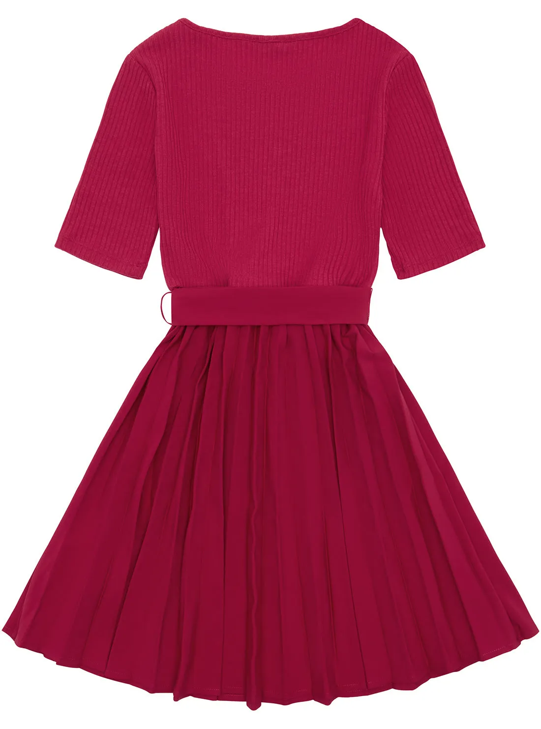 Red Pleated Midi Dress (7-16)