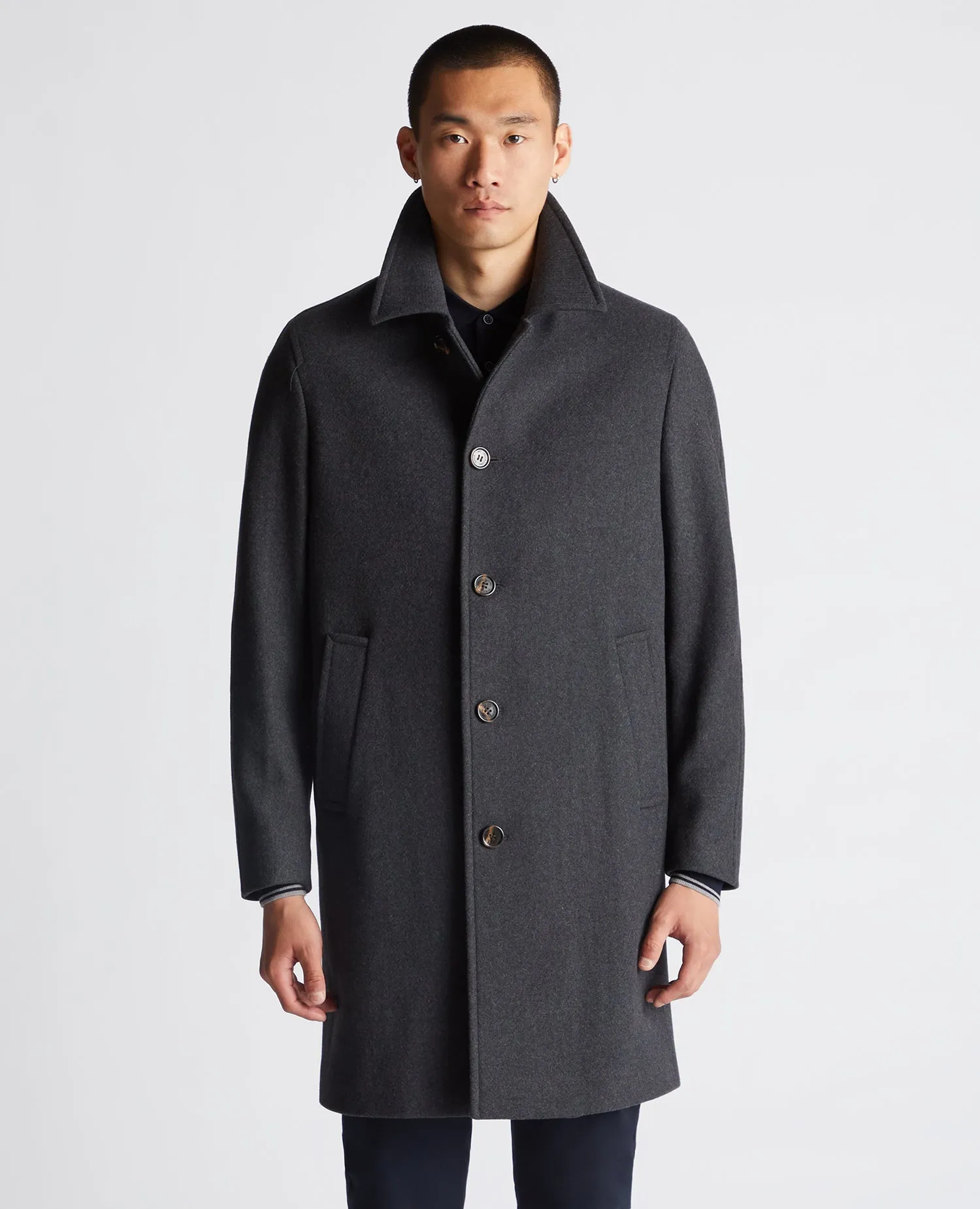 Relaxed Fit Wool-Blend Tailored Coat