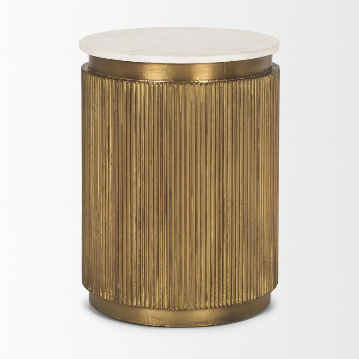 Satima Accent Table White Marble | Gold Metal