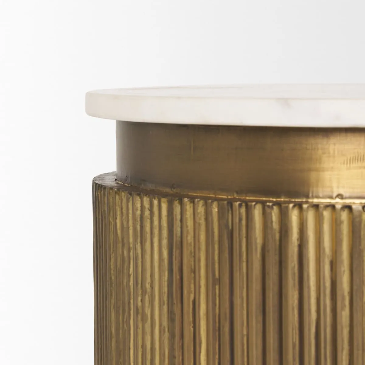 Satima Accent Table White Marble | Gold Metal