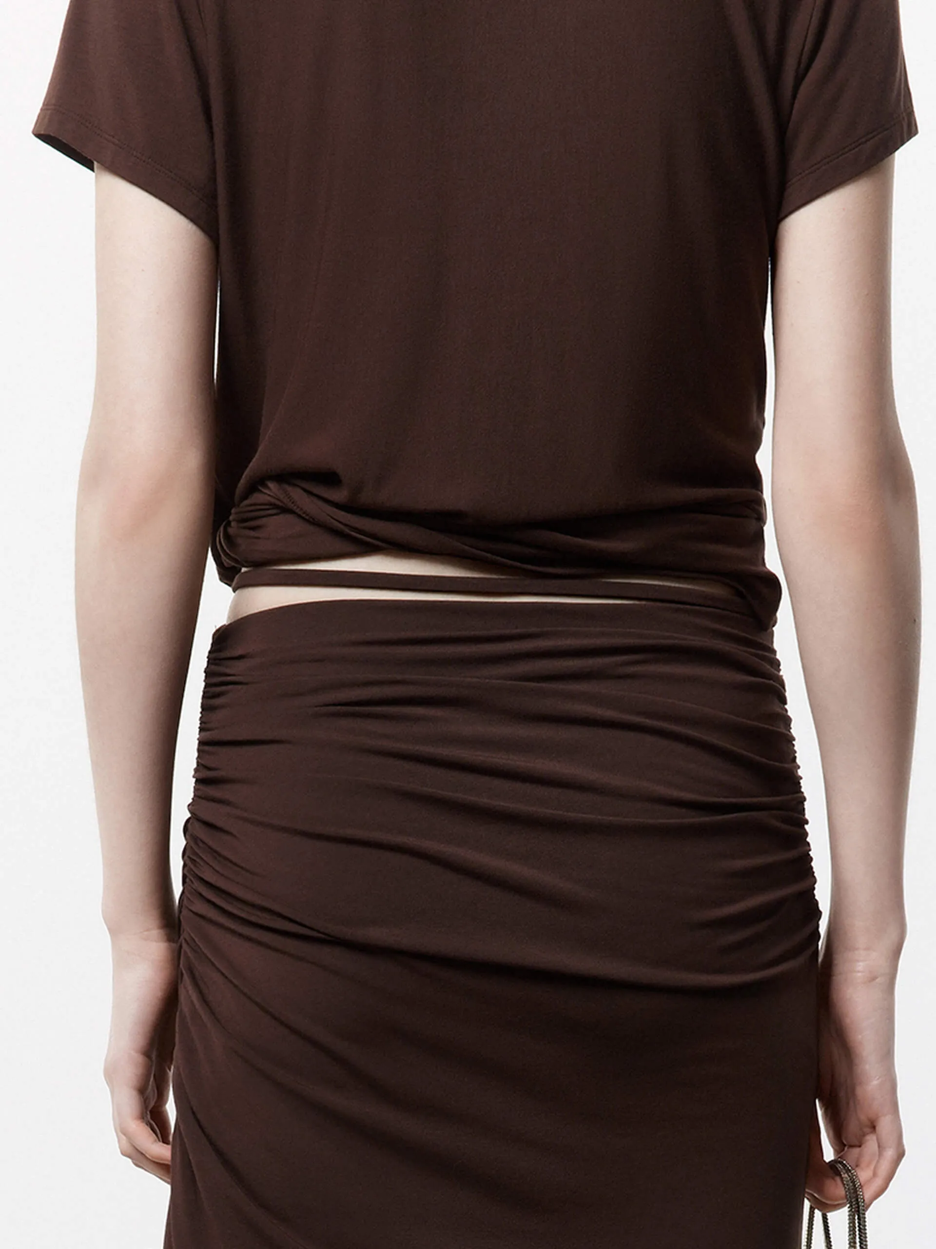 Side Pleated Tie T-shirt