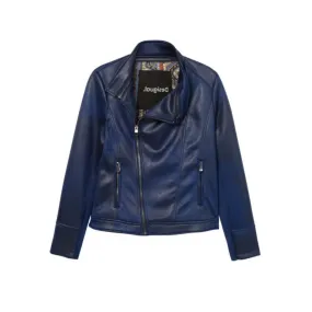 Slim Biker Jacket w/ Embroidery - Jean