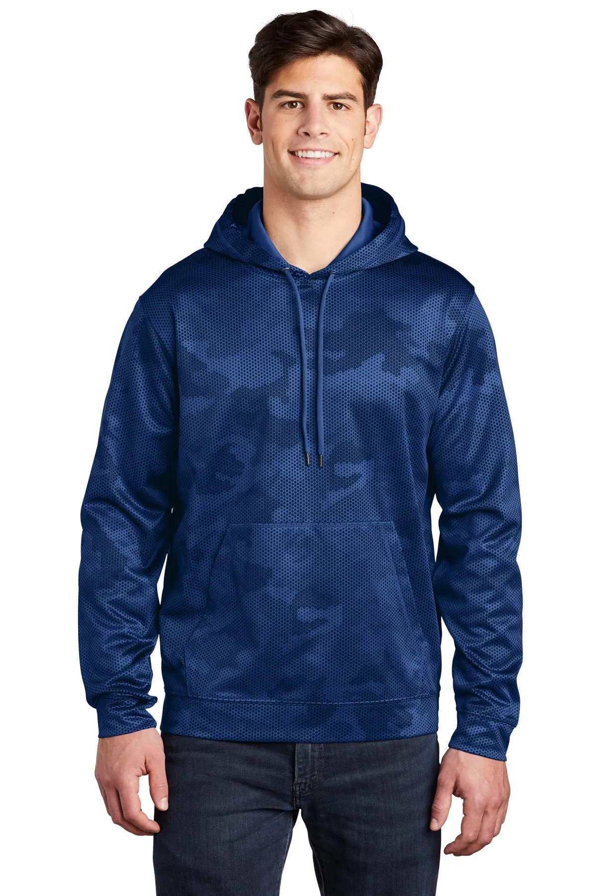 Sport-Tek Sport-Wick CamoHex Fleece Custom Hooded Pullovers, True Royal