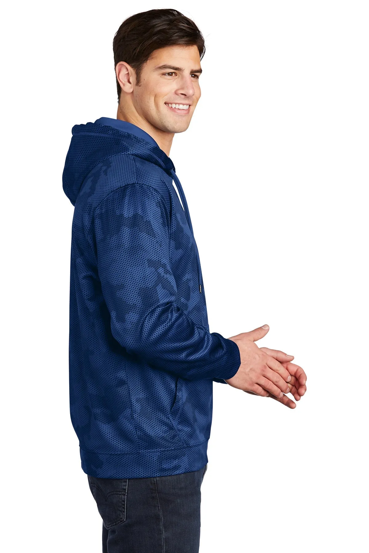 Sport-Tek Sport-Wick CamoHex Fleece Custom Hooded Pullovers, True Royal