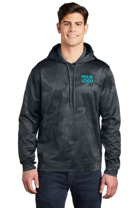 Sport-Tek Sport-Wick CamoHex Fleece Customized Hooded Pullovers, Dark Smoke Grey