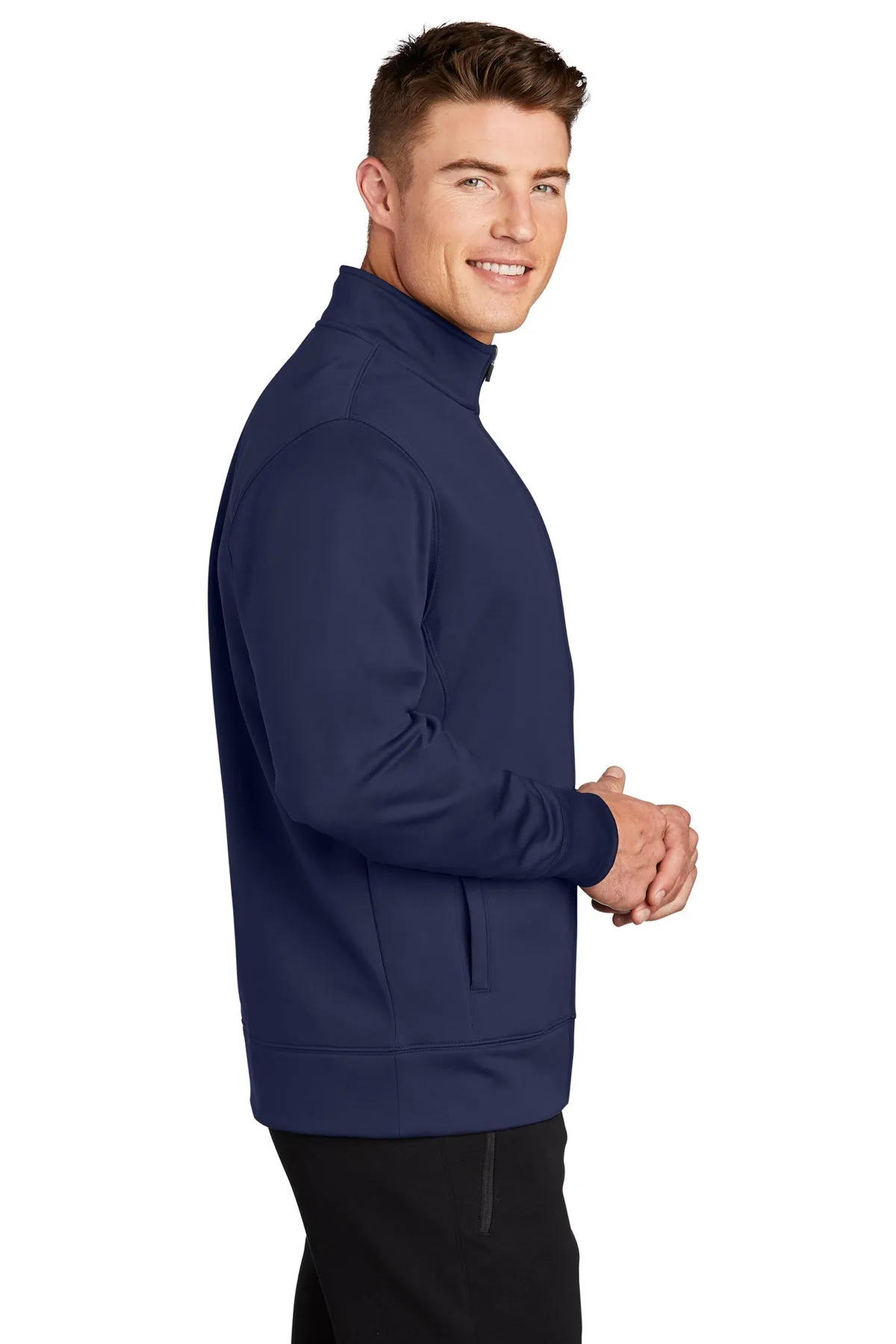 Sport-Tek Sport-Wick Fleece Branded Full-Zip Jackets, Navy