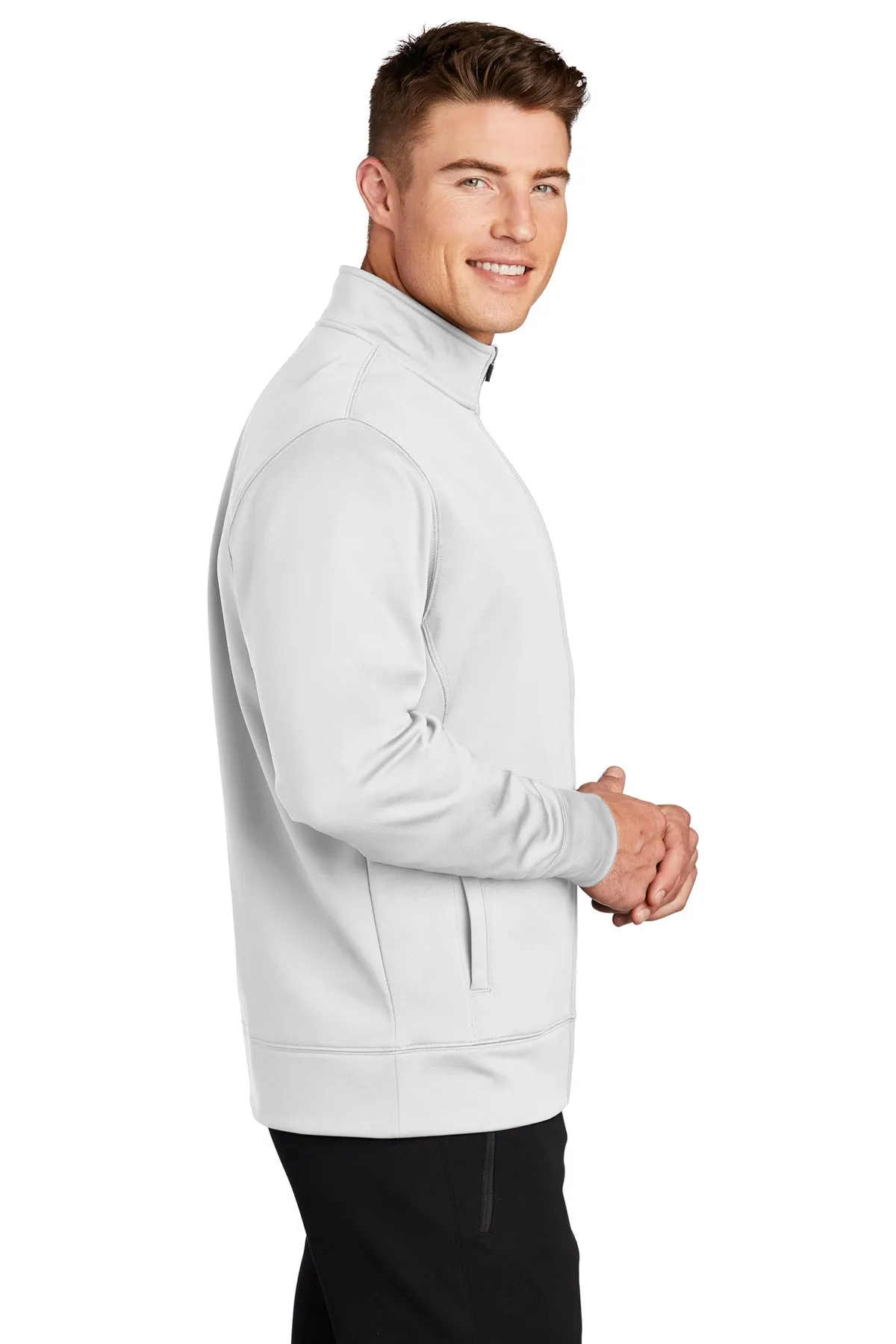 Sport-Tek Sport-Wick Fleece Branded Full-Zip Jackets, White