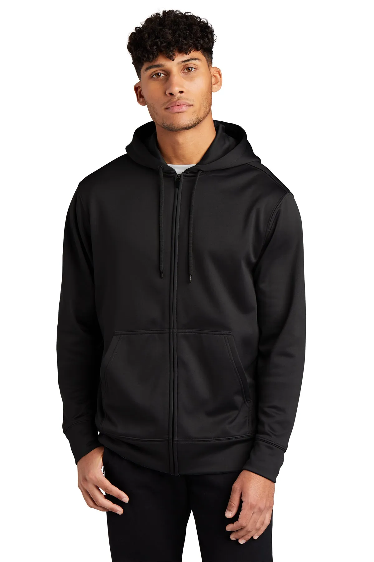 Sport-Tek Sport-Wick Fleece Custom Full-Zip Hooded Jackets, Black