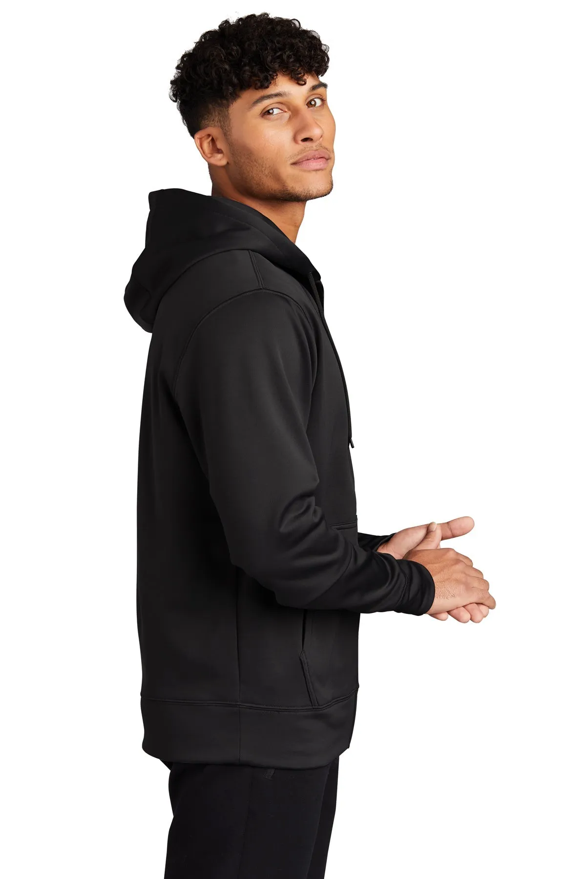 Sport-Tek Sport-Wick Fleece Custom Full-Zip Hooded Jackets, Black