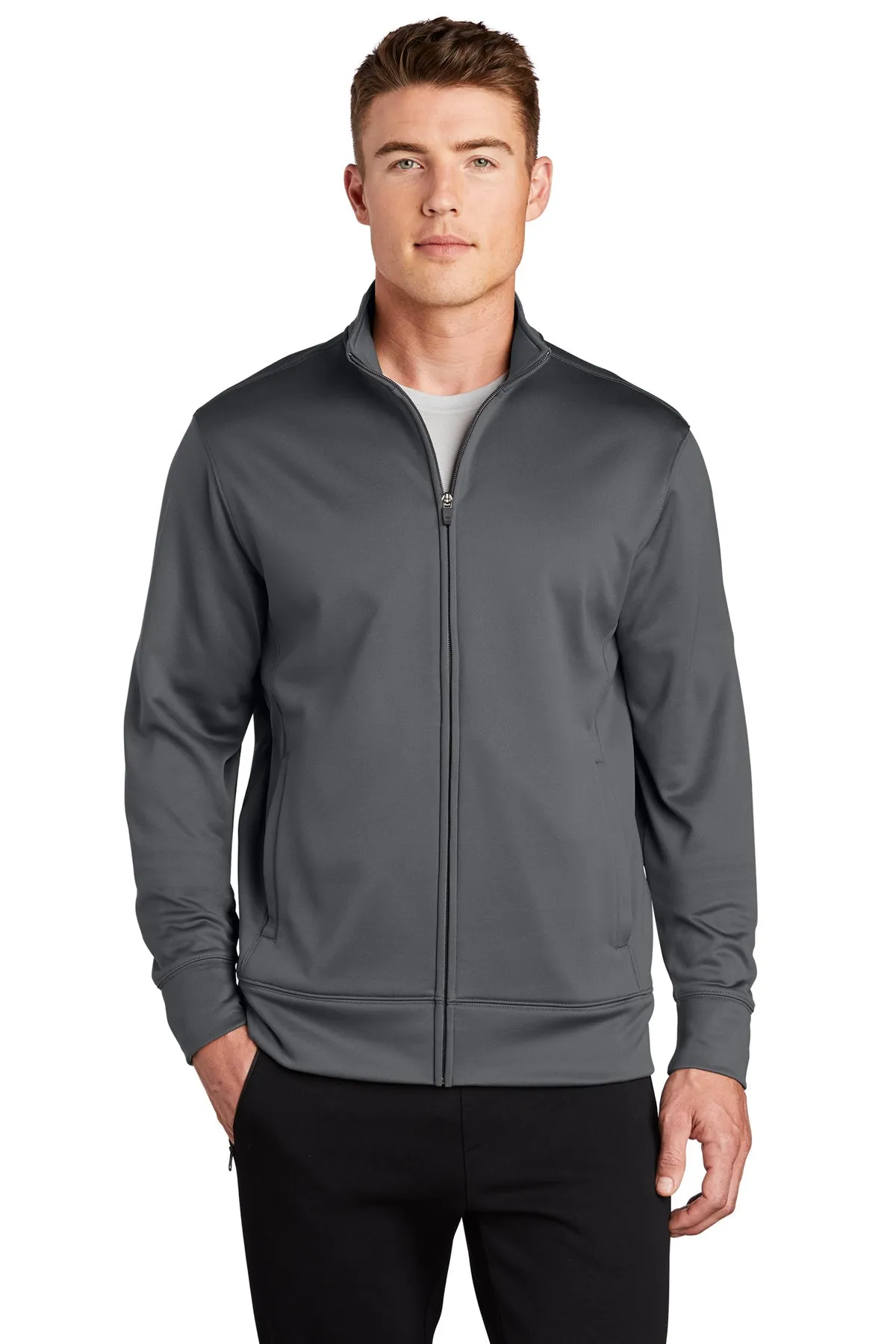 Sport-Tek Sport-Wick Fleece Customized Full-Zip Jackets, Dark Smoke Grey