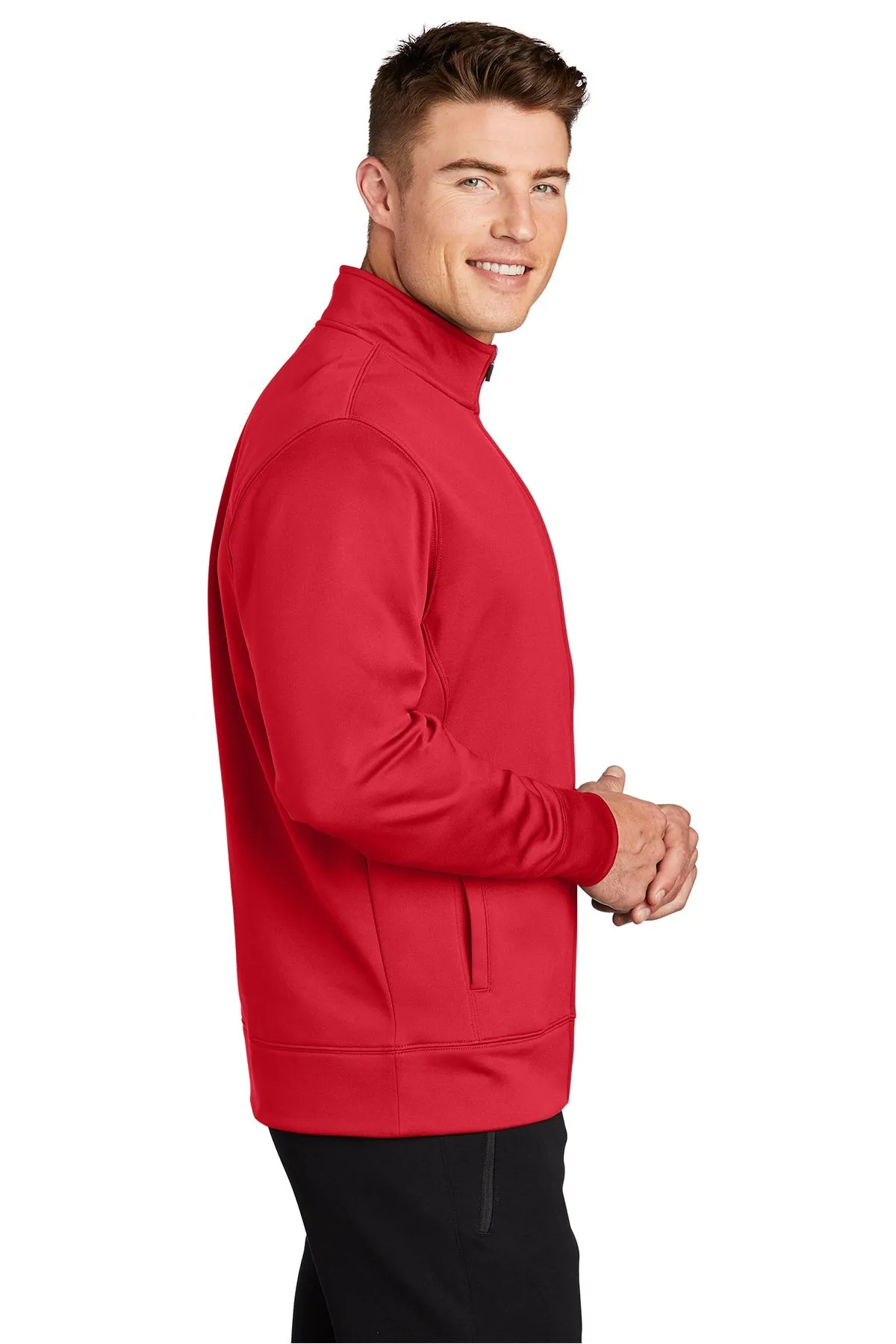 Sport-Tek Sport-Wick Fleece Customized Full-Zip Jackets, Deep Red