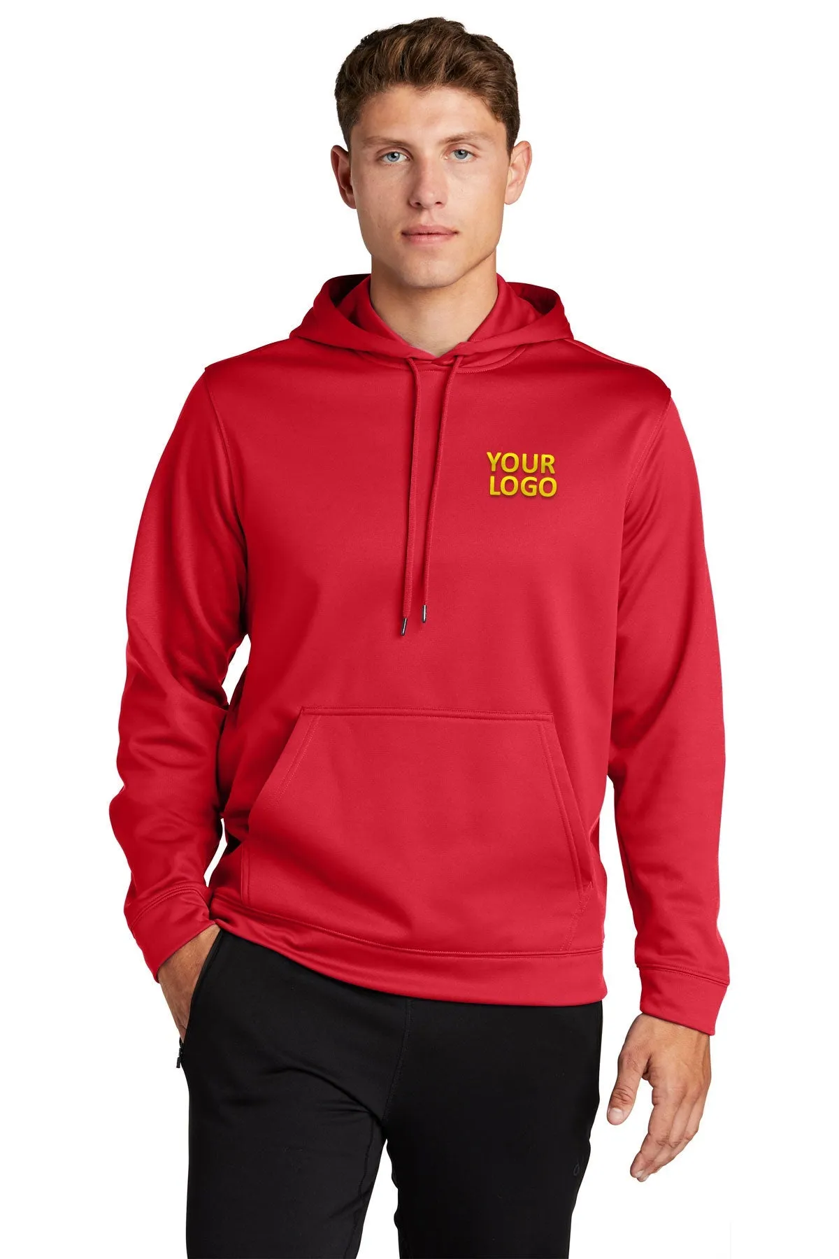 Sport-Tek Sport-Wick Fleece Customized Hooded Pullovers, Deep Red