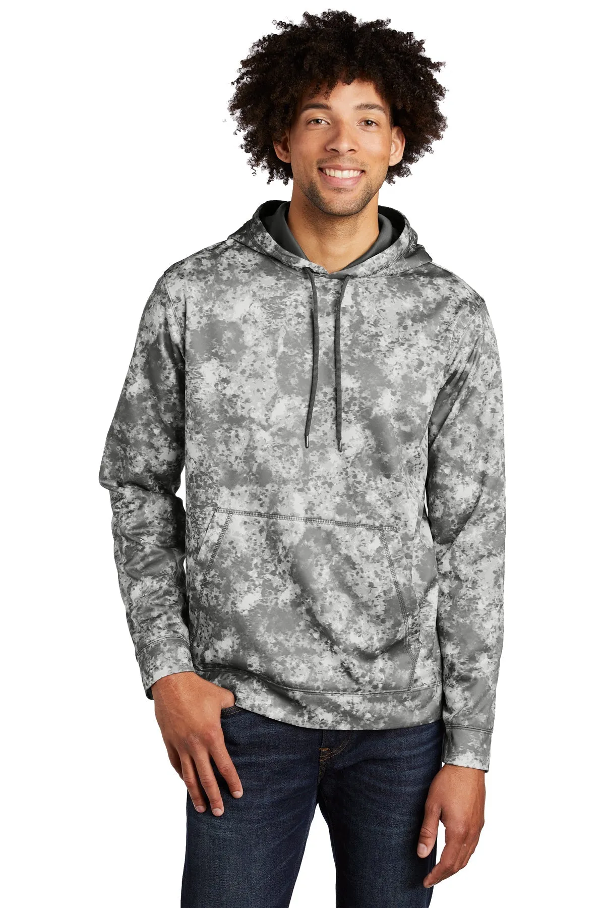 Sport-Tek Sport-Wick Mineral Freeze Fleece Branded Hooded Pullovers, Dark Smoke Grey