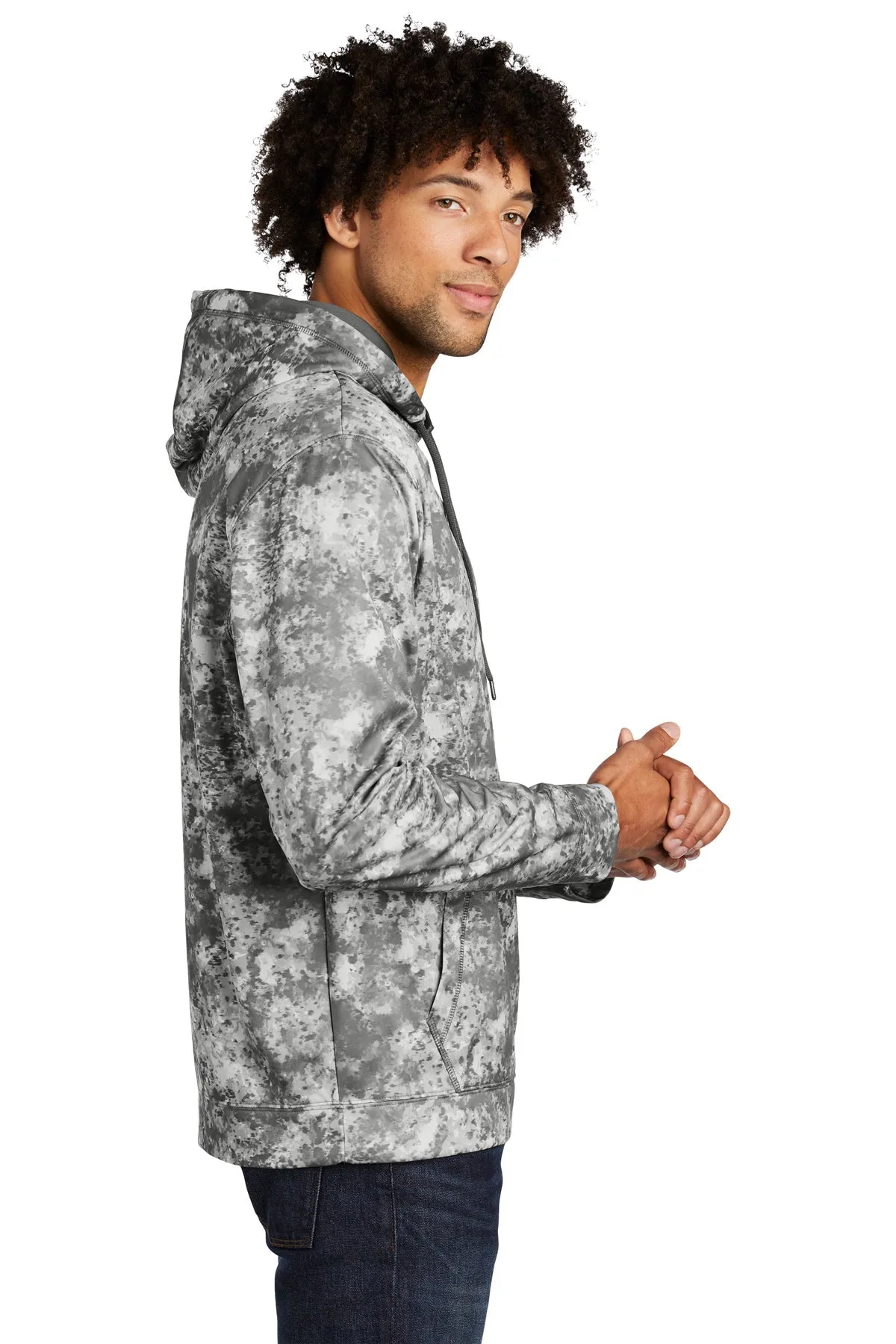 Sport-Tek Sport-Wick Mineral Freeze Fleece Branded Hooded Pullovers, Dark Smoke Grey