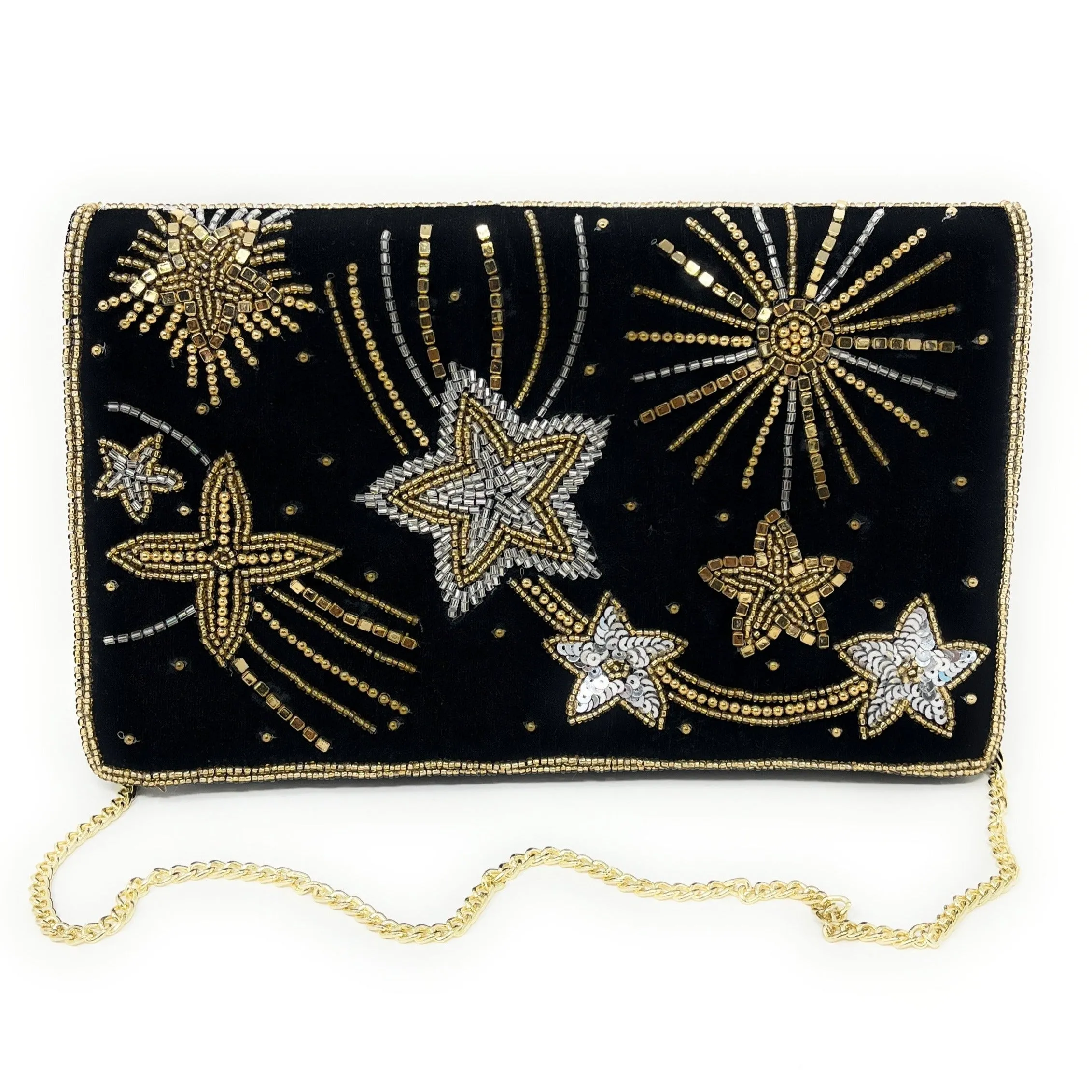 Starlight Velvet Beaded Clutch Purse