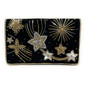 Starlight Velvet Beaded Clutch Purse