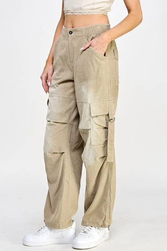 Stone Corduroy Cargo Pants