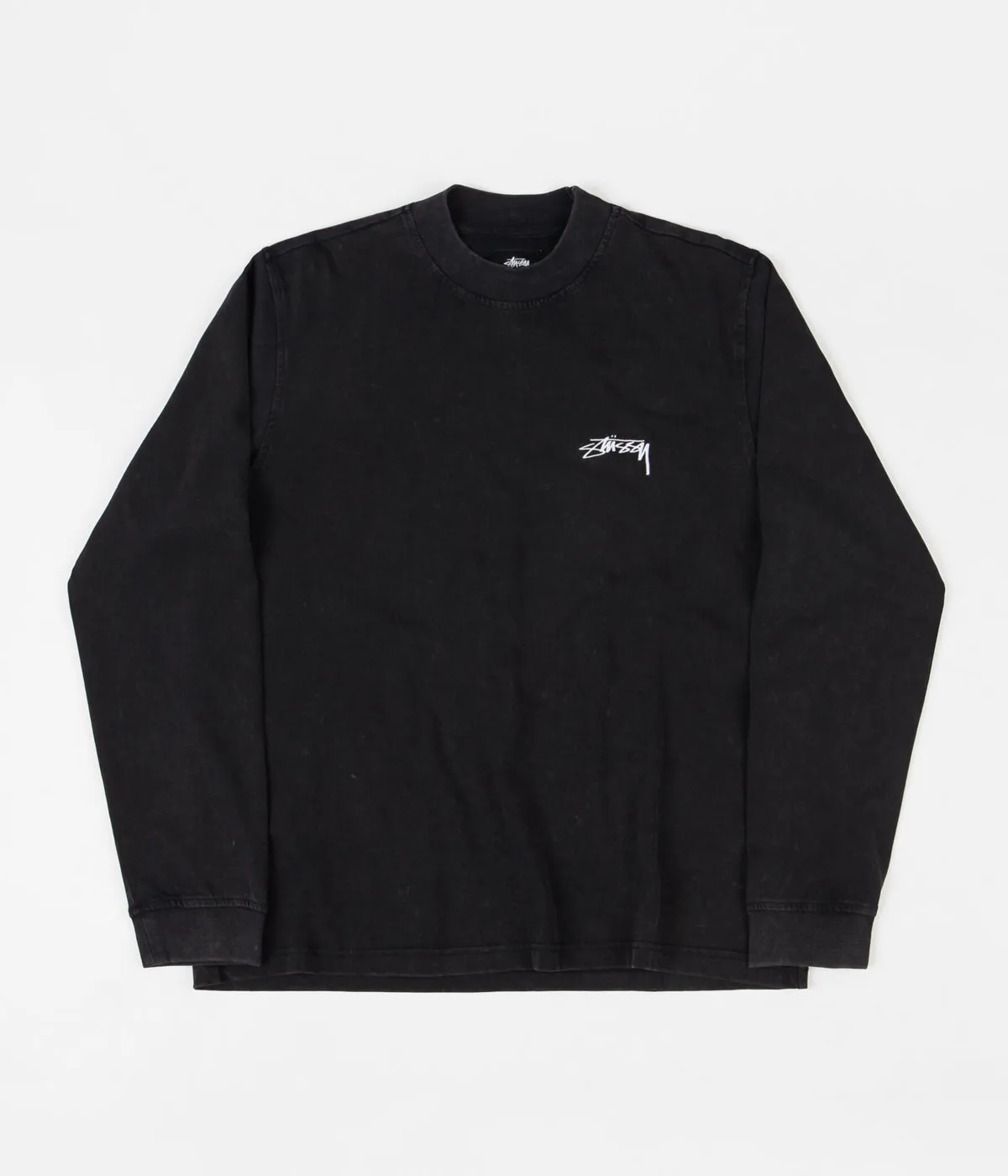 Stussy Big Stock Mockneck Long Sleeve T-Shirt - Black