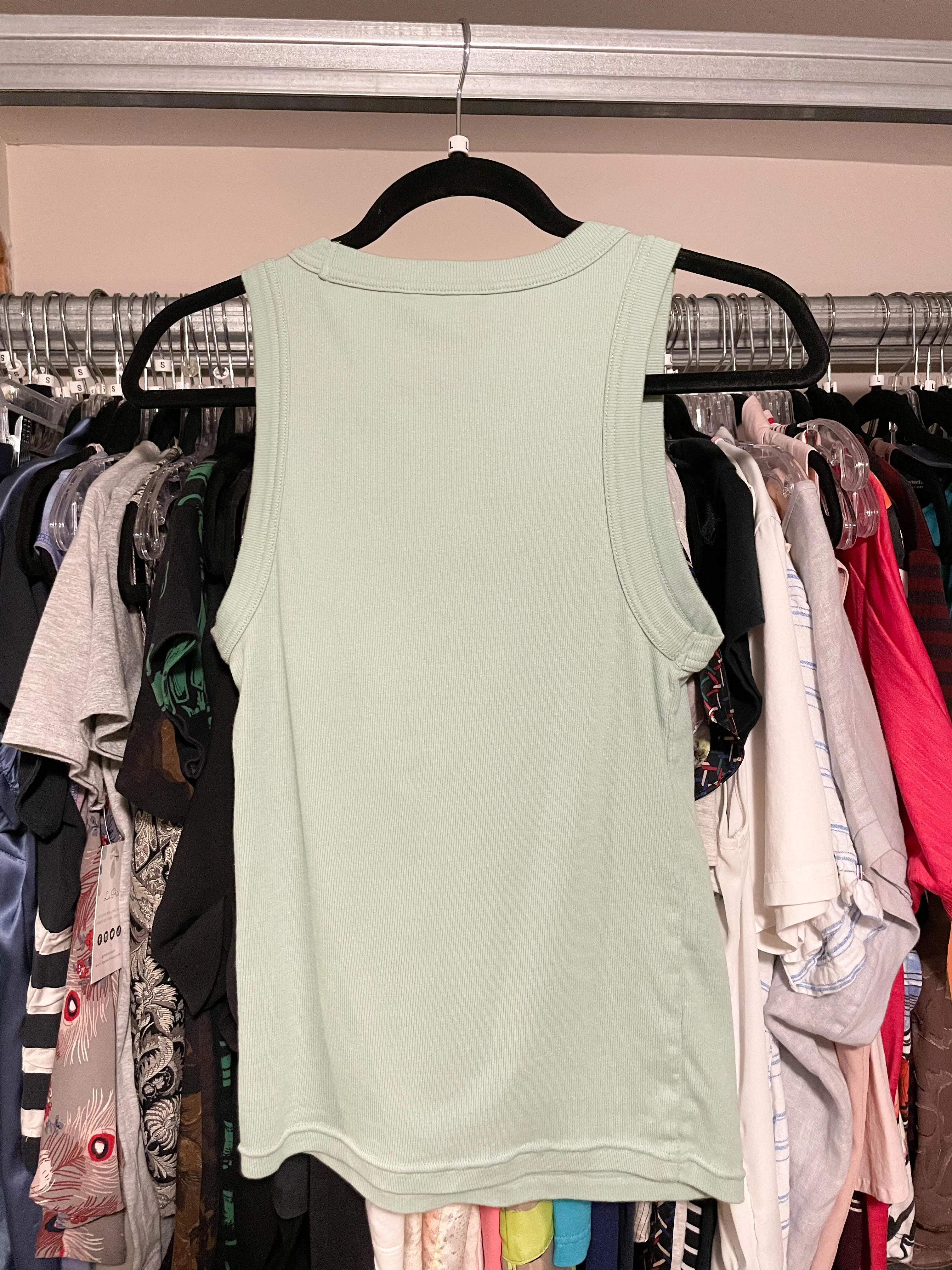 Tahari Sage Green Cotton Tank Top - Large