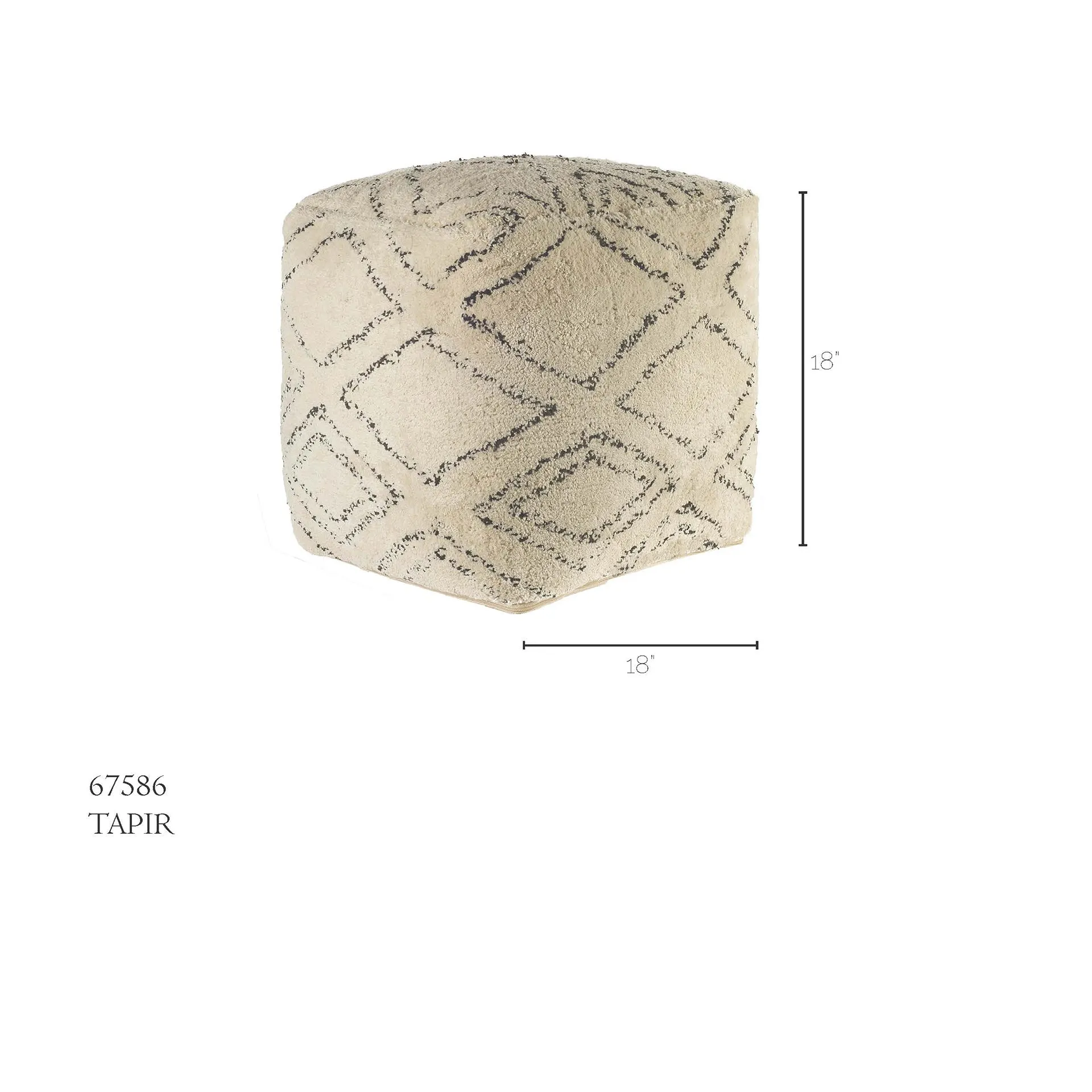 Tapir Pouf Beige Cotton