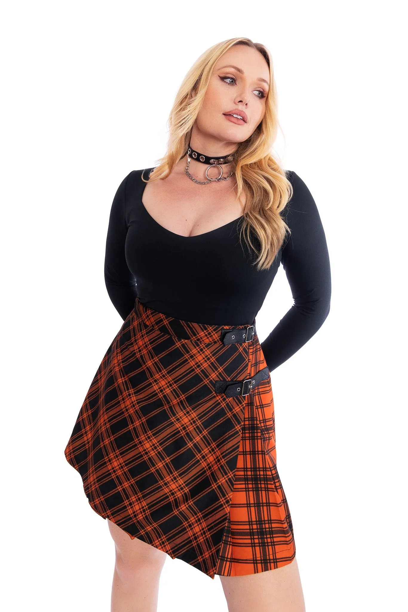 Tartan Punk Orange Skater Kilt