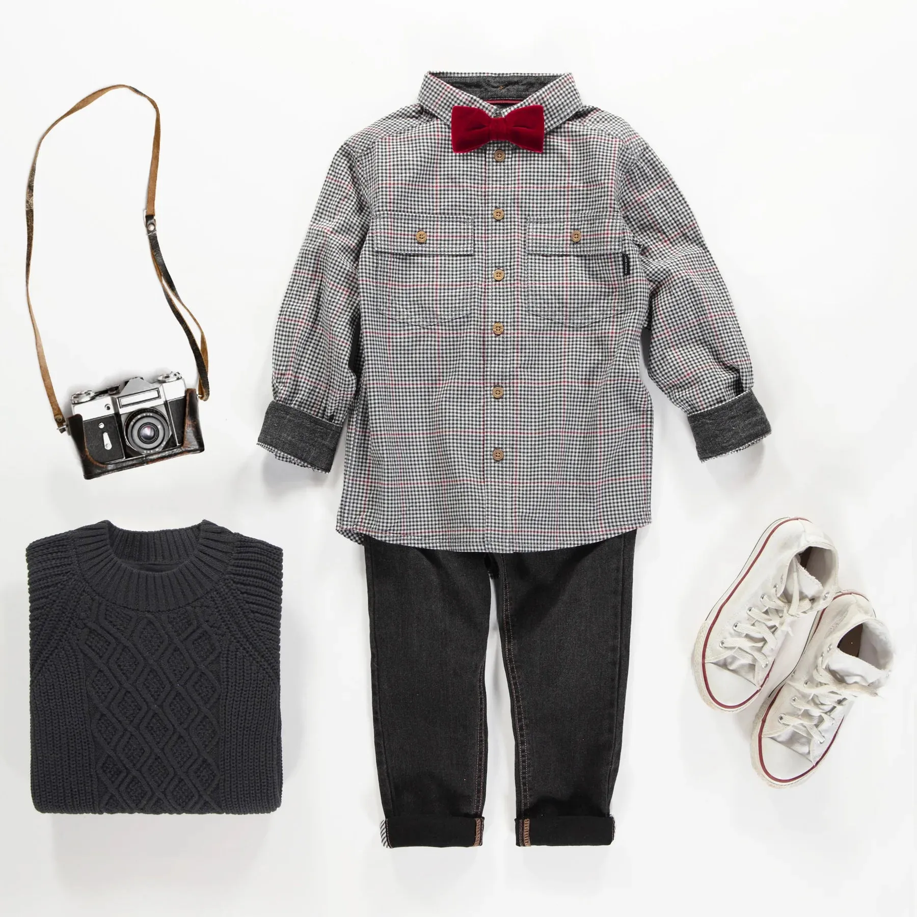 The Gerald Micro Houndstooth Poplin Shirt - KIDS