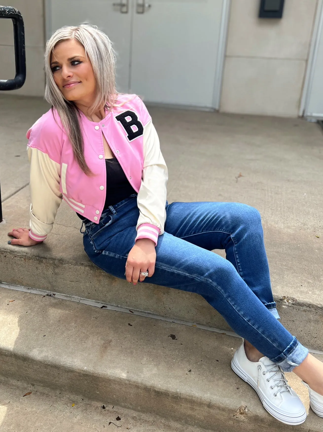 The Pink B Varsity Letterman Jacket*