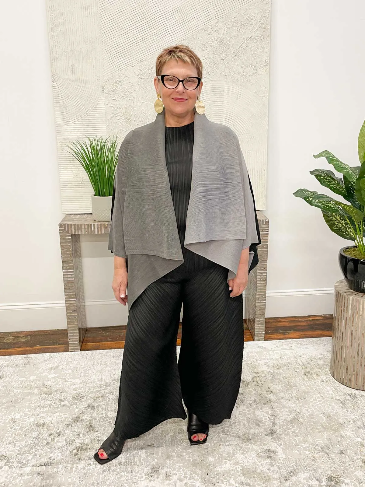 Two Tone Kimono Jacket, Black/Grey