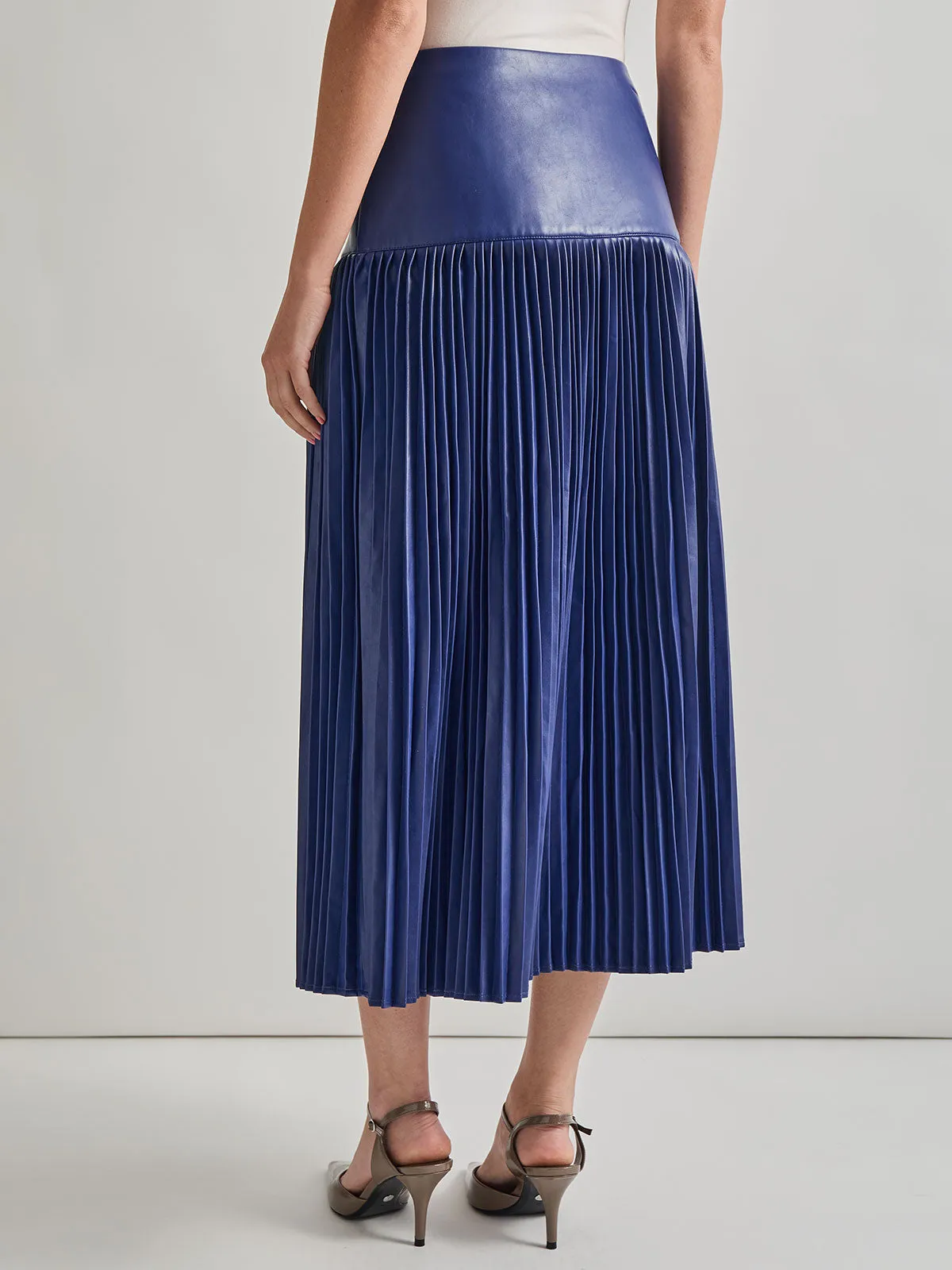 Vegan Leather Accordian Maxi Skirt