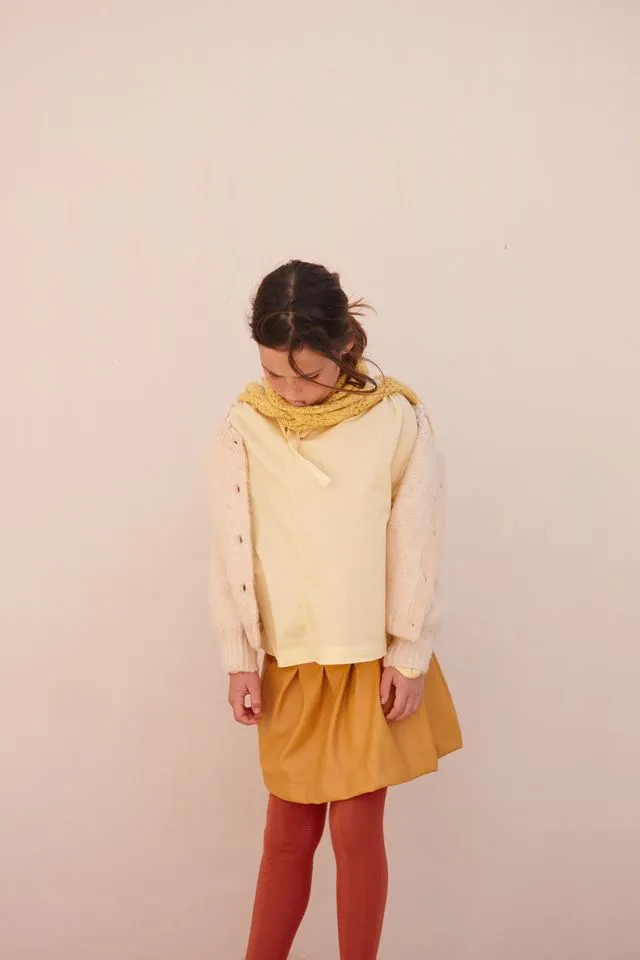 vegan leather pleated skirt - dirty yellow