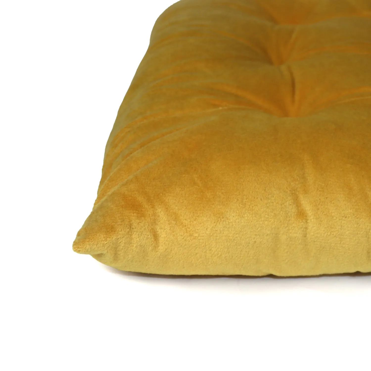 Velvet Slip Free Tufted  Chair Cushion Dark Mustard 40x40cm