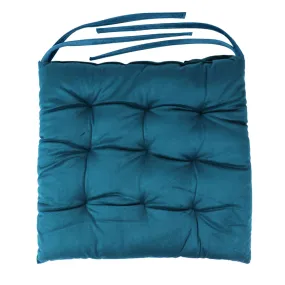 Velvet Slip Free Tufted  Chair Cushion Dark Teal 40x40cm