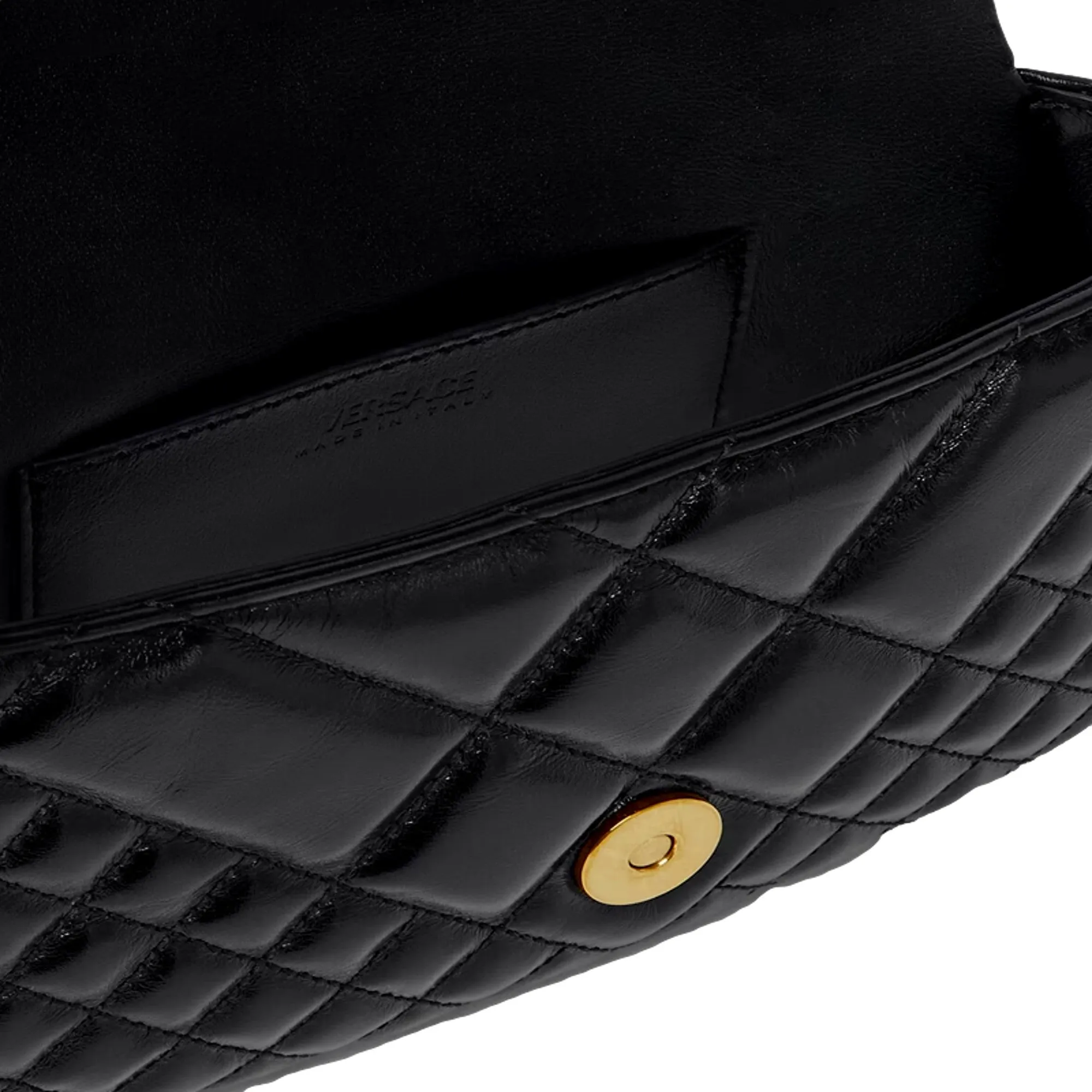 Versace Greca Goddess Black Quilted Leather Mini Bag