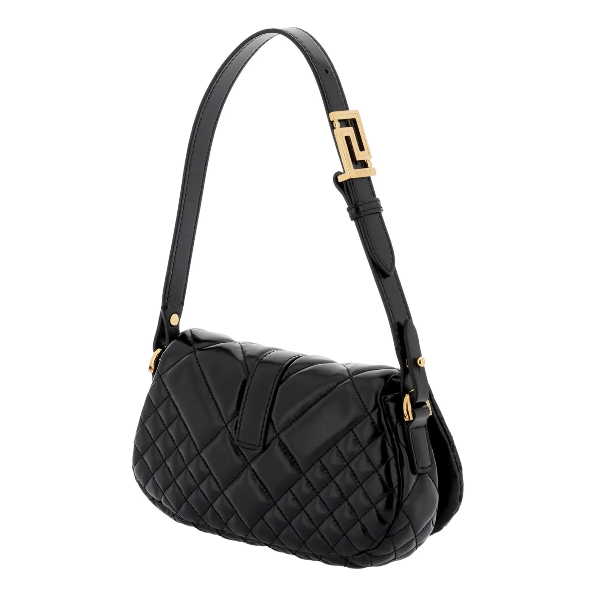 Versace Greca Goddess Black Quilted Leather Mini Bag