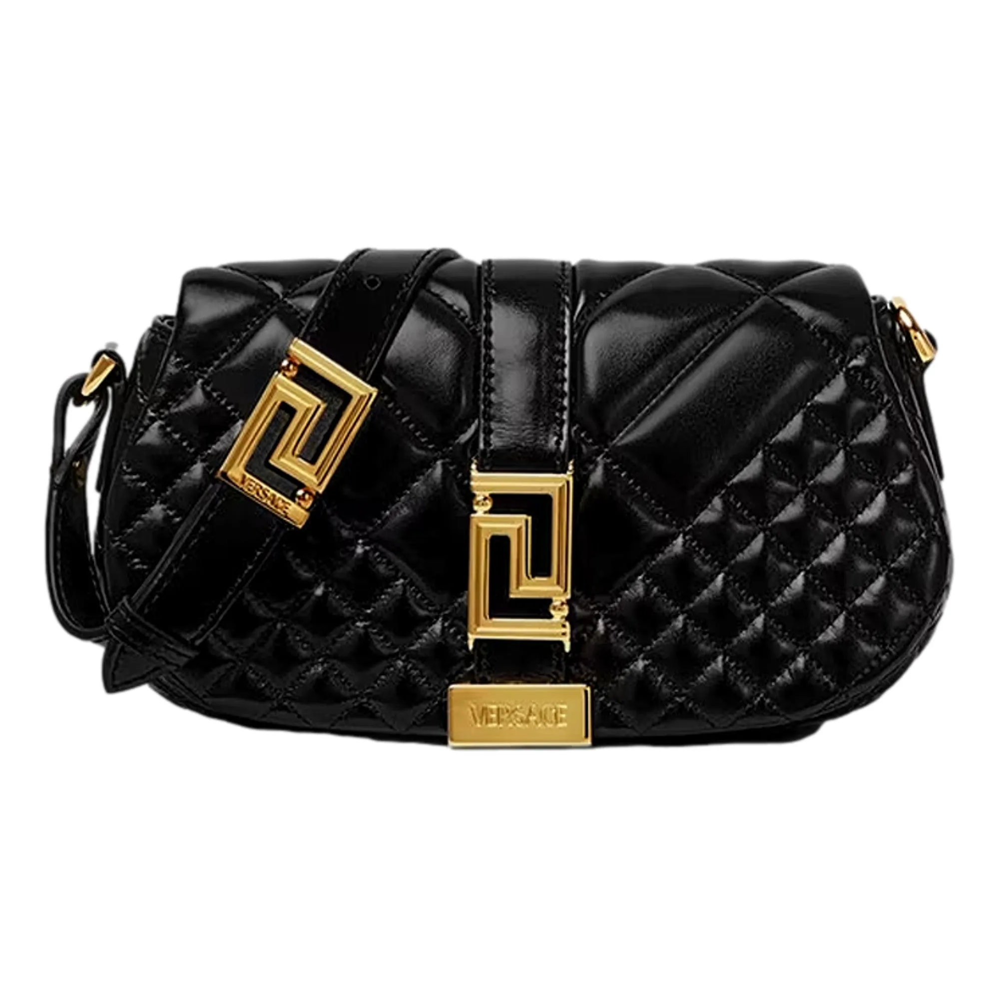 Versace Greca Goddess Black Quilted Leather Mini Bag