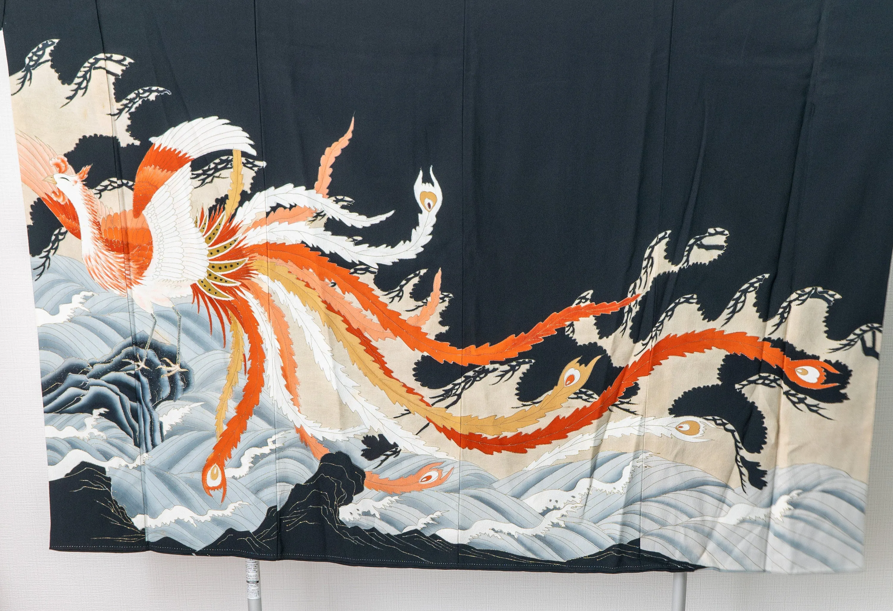 Very Rare Phoenix Tomesode - Hand-Painted Design of a Mythical Creature Flying over the Ocean Waves