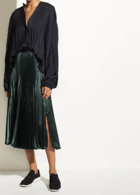 Vince - Chevron Pleated Skirt Forest