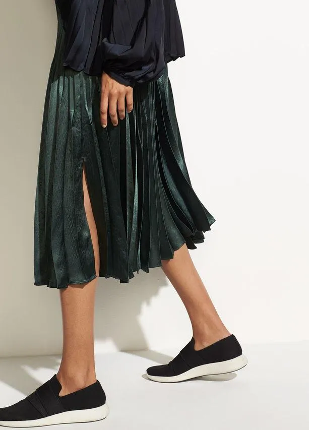 Vince - Chevron Pleated Skirt Forest