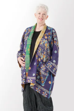 VINTAGE COTTON KANTHA A-LINE JACKET - cv4003-0412a -