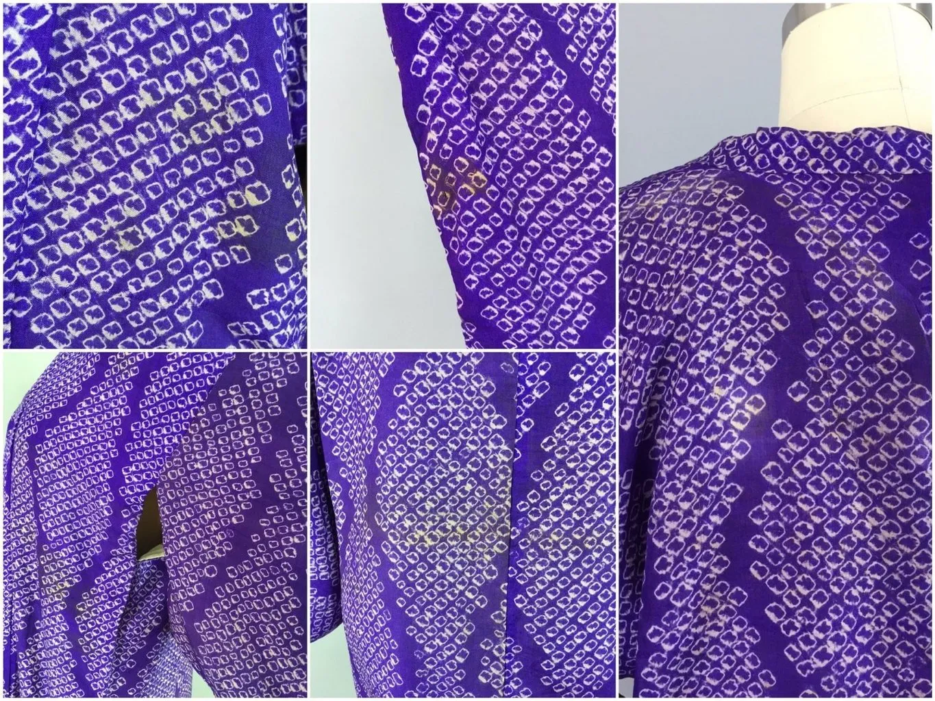 Vintage Purple Shibori Silk Kimono Coat