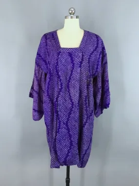 Vintage Purple Shibori Silk Kimono Coat