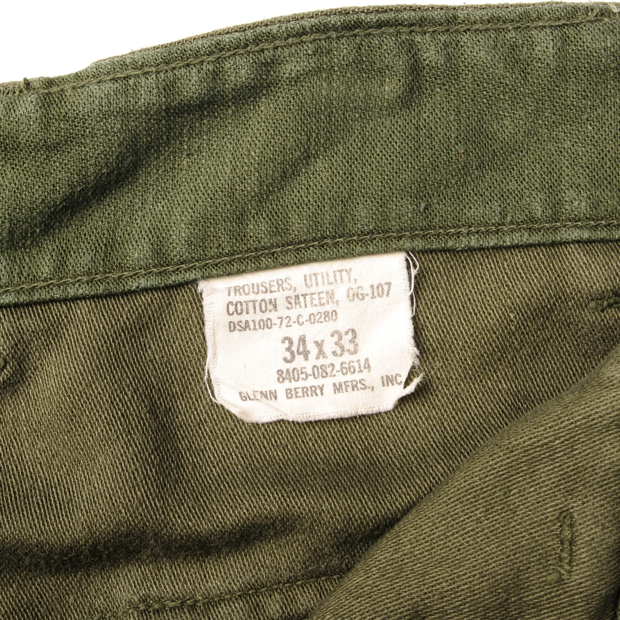 VINTAGE US ARMY UTILITY OG-107 SATEEN PANTS 1972 VIETNAM WAR SIZE W32 L25