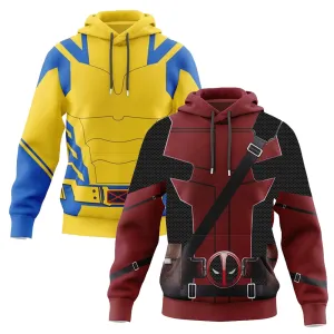 Wolverine And Deadpool Hoodies Pullover Or Zip Up