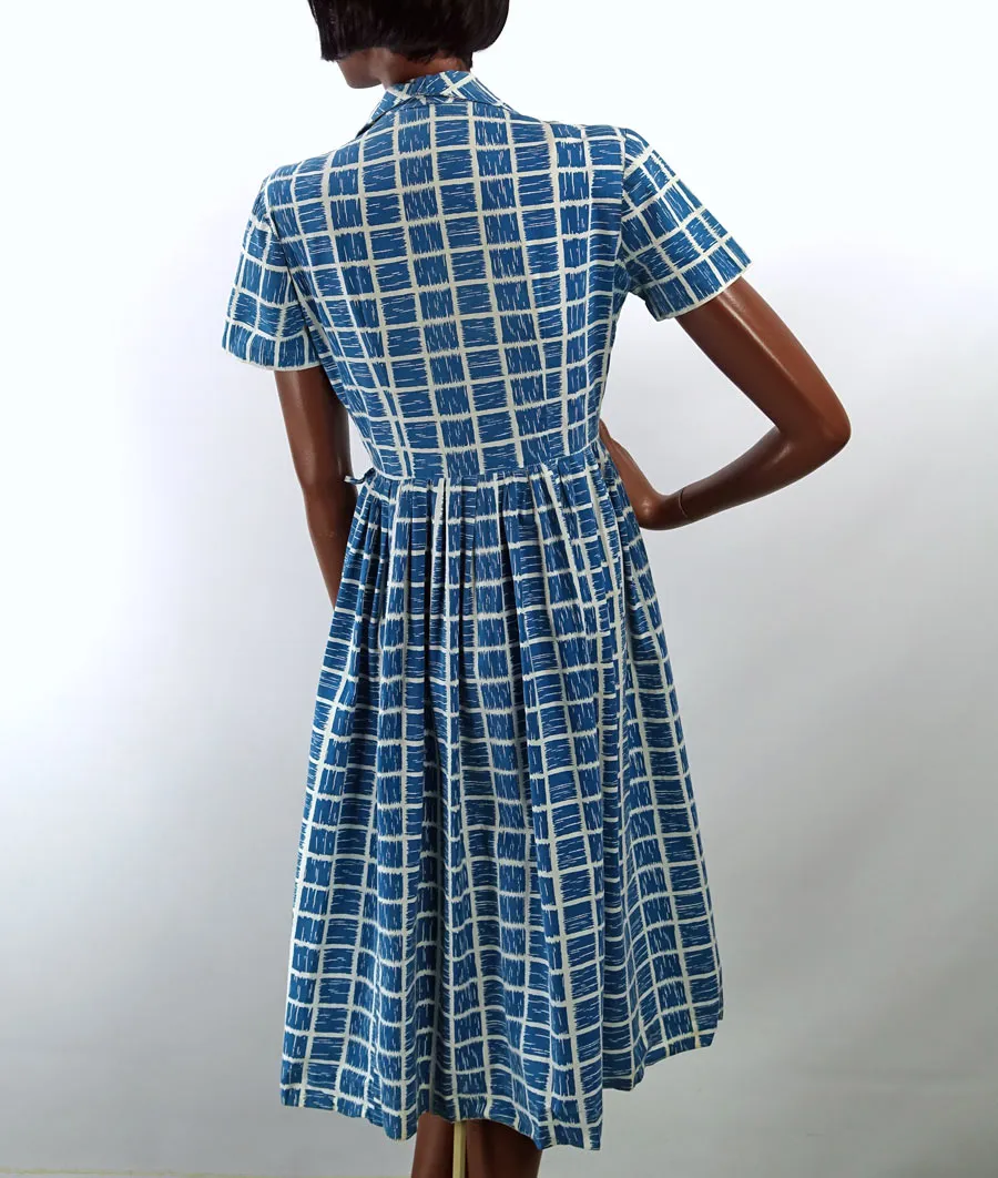 Women's Day Dress 40s 50s Shirtwaist Vintage Big Buttons Bold Print VFG Mode O Day