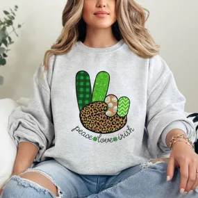 Women's Sweatshirt, St. Patrick's Day Sweatshirt, Irish Crewneck, Peace Love Irish, St Patrick's Day Shirt, Irish Peace Sign Pullover